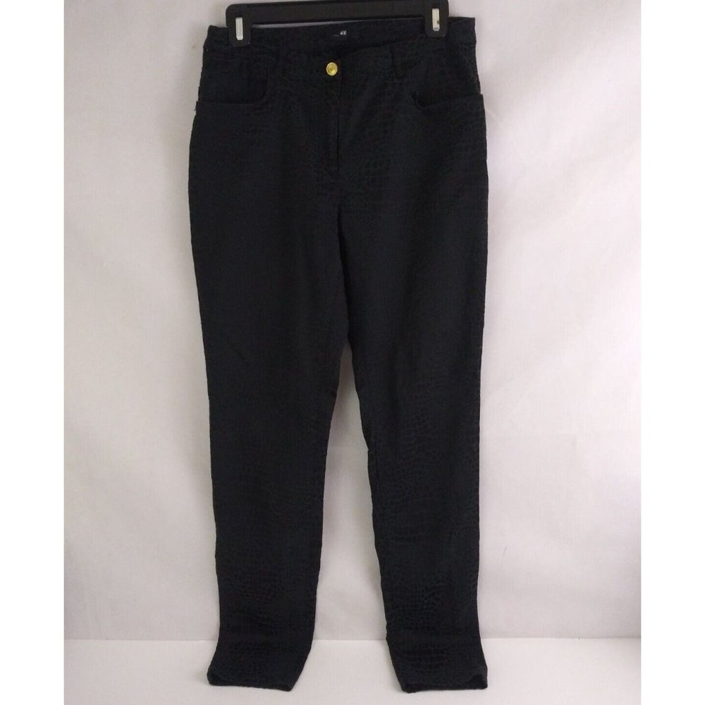 H&M Women's Black Snakeskin Design Straight Leg Jeans Size 12